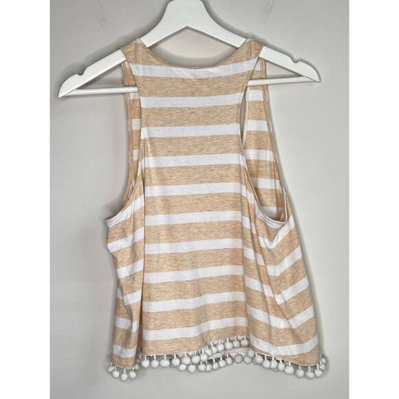 NWOT Lilly Pulitzer Shirley Cropped Tank Top Striped Pom Pom Heather Sand Bar L - Picture 7 of 8
